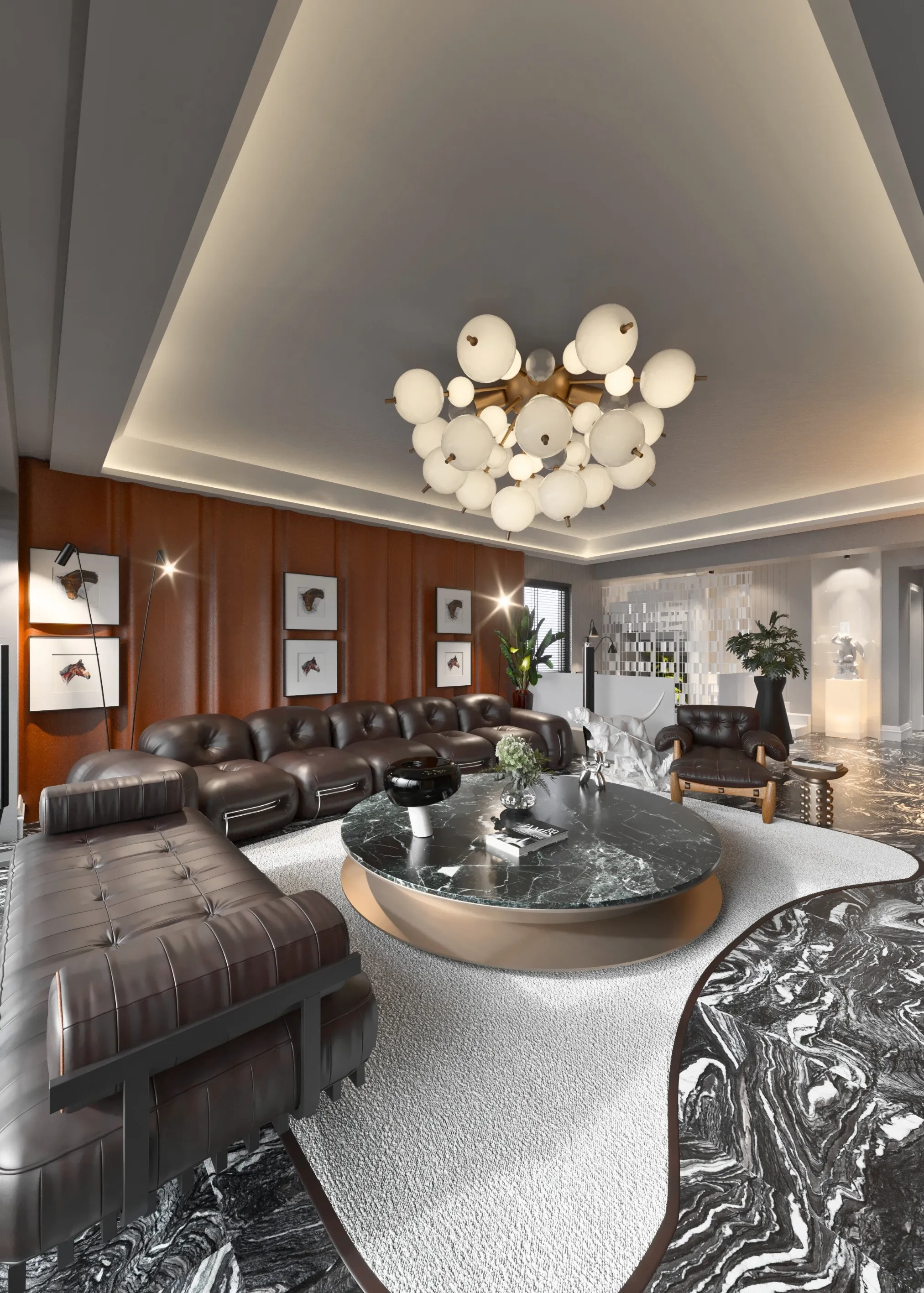 Living Area Interior Design - Material Balance and Spatial Flow